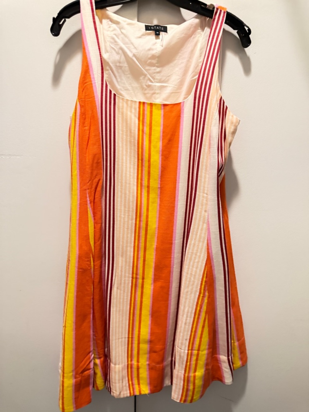 STATE Orange Stripe Sleeveless Dress